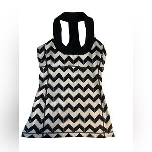 Lululemon Athletica Black and White Chevron Tank Top